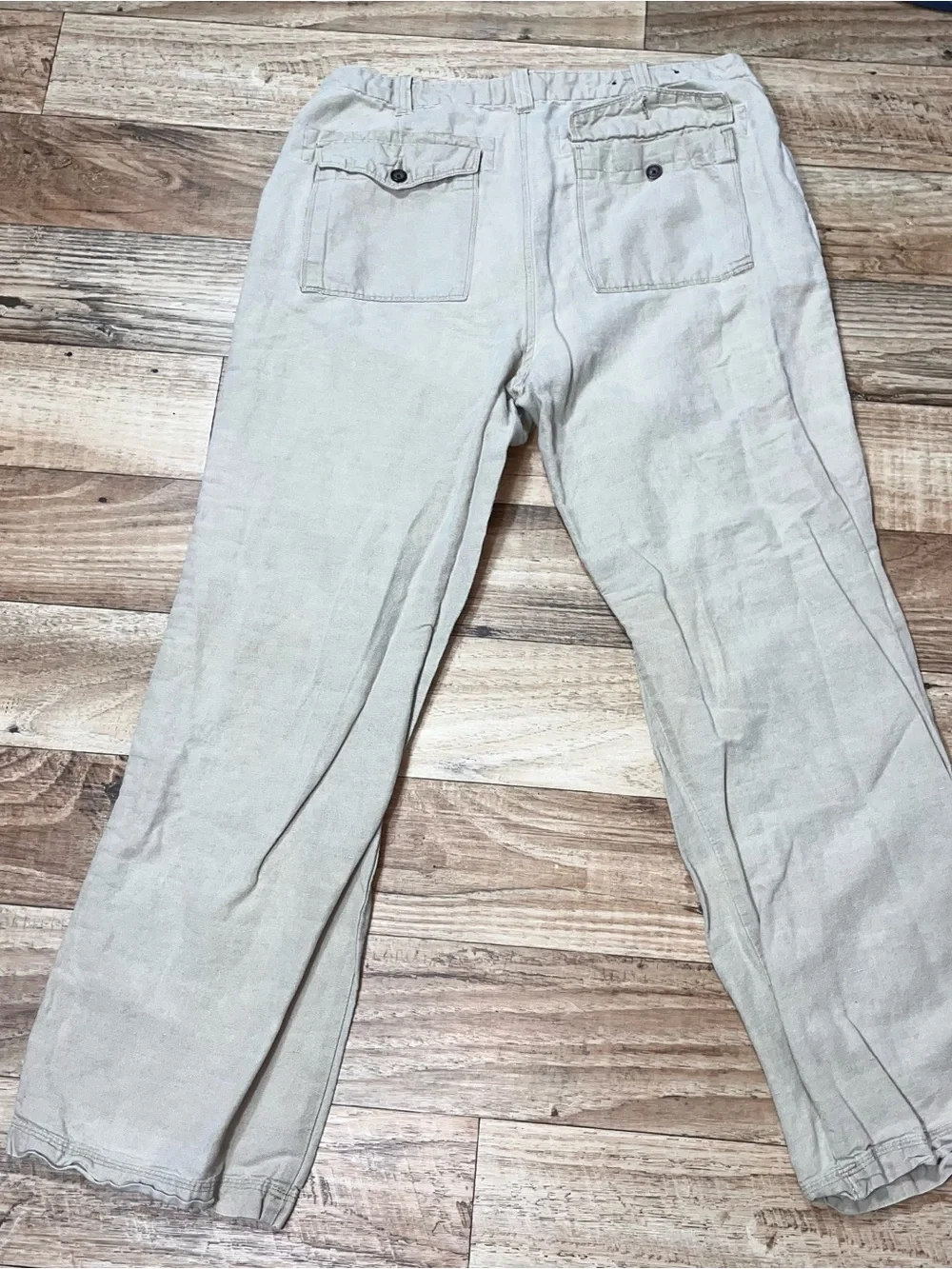 Banana Republic Men Linen Pants 34x30* Tan Blend Breathable Beach Summer Trouser